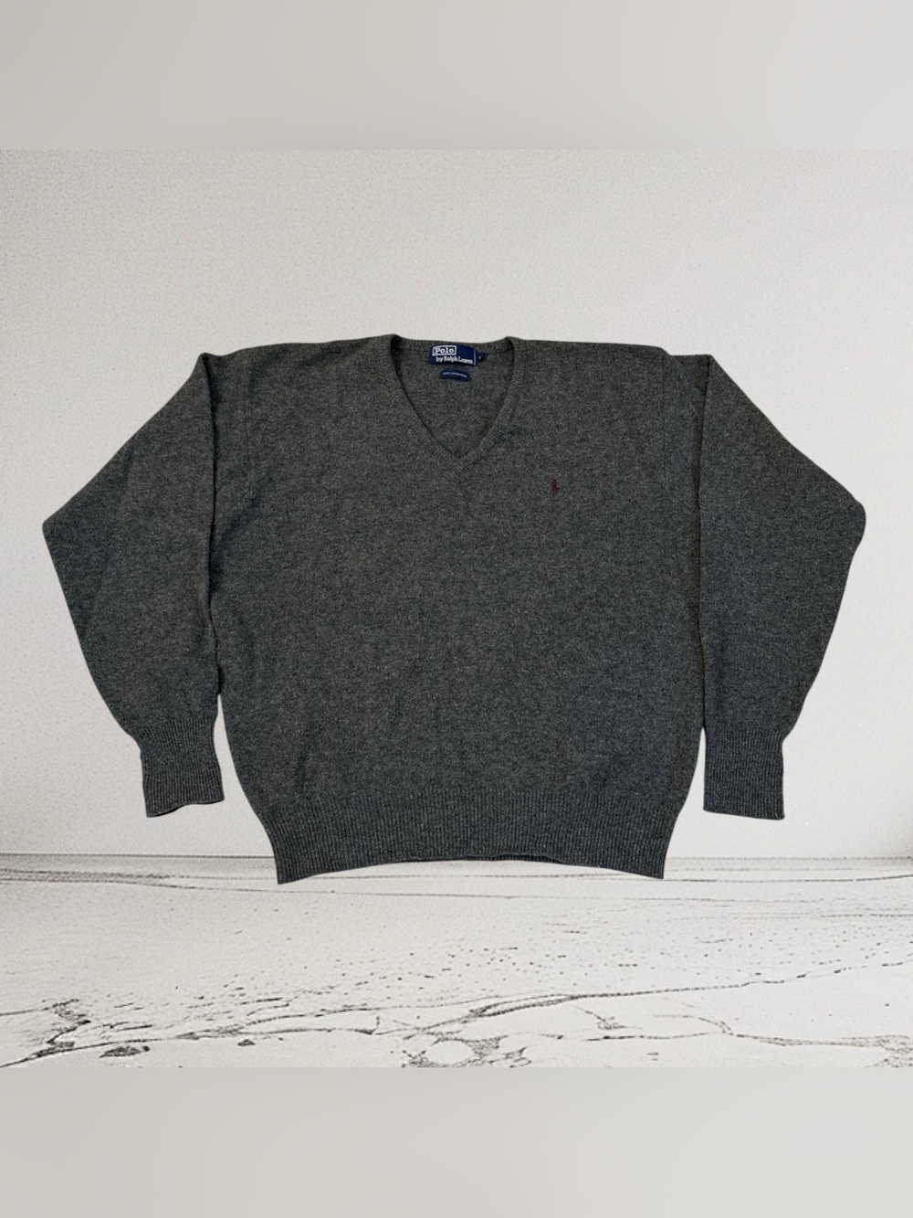 Polo Ralph Lauren Sweater Men’s Large 100% Lambswool Long Sleeve Vintage Gray L